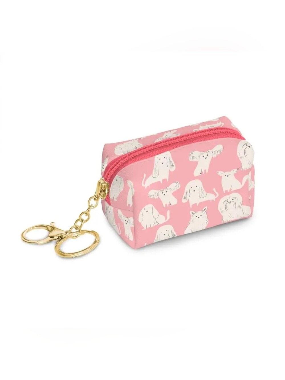 Pink Dog Print Mini Bag Keychain